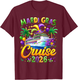 Mardi Gras Cruise 2026 Carnival New Orleans Fleur De Lis T-Shirt - T-Shirt | Maroon