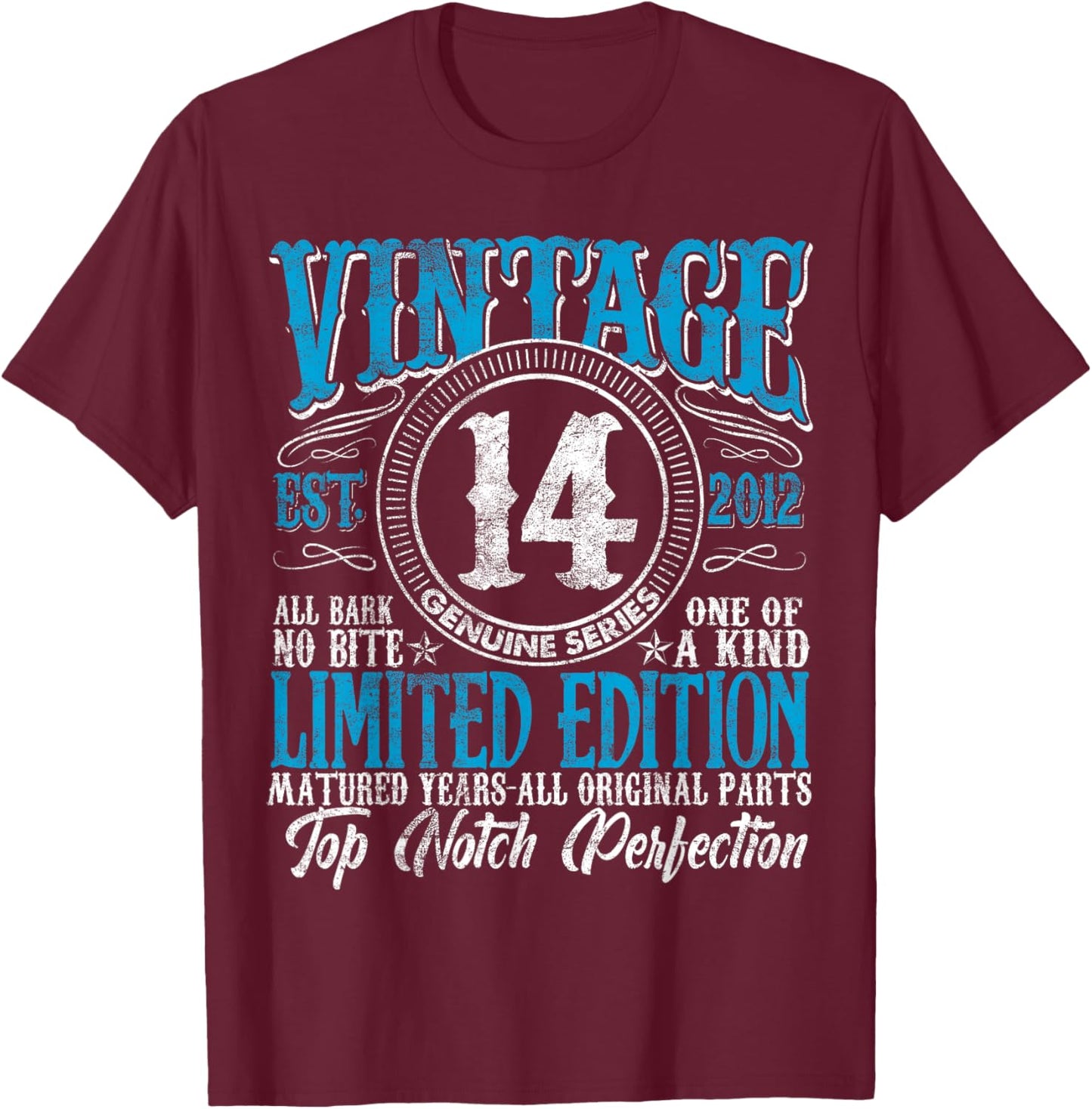 14 Year Old Gifts Vintage 2012 Limited Edition 14th Birthday T-Shirt - T-Shirt | Maroon