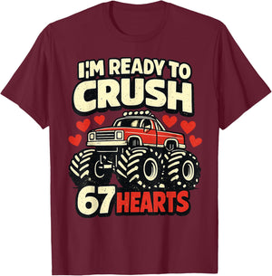 I'm Ready to Crush 67 Hearts Boys Valentines T-Shirt - T-Shirt | Maroon