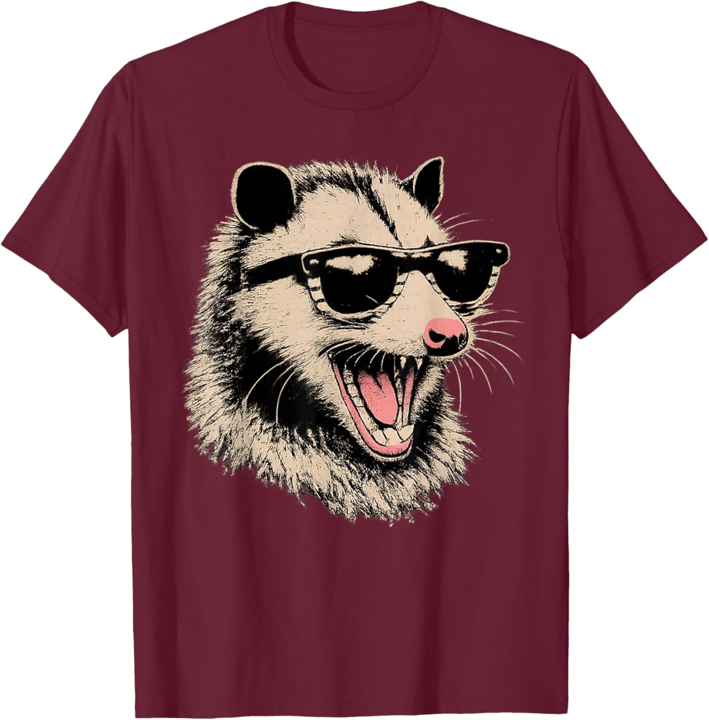 Funny Opossum Sunglasses Possum Lover Meme T-Shirt - T-Shirt | Maroon