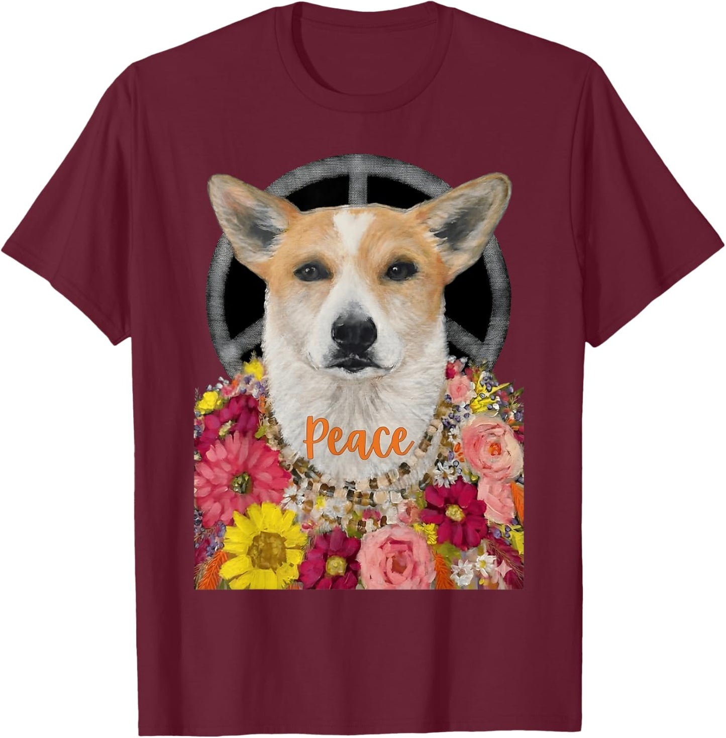 Aloka The Peace Dog Peace Walk Dog Painting T-Shirt - T-Shirt | Maroon