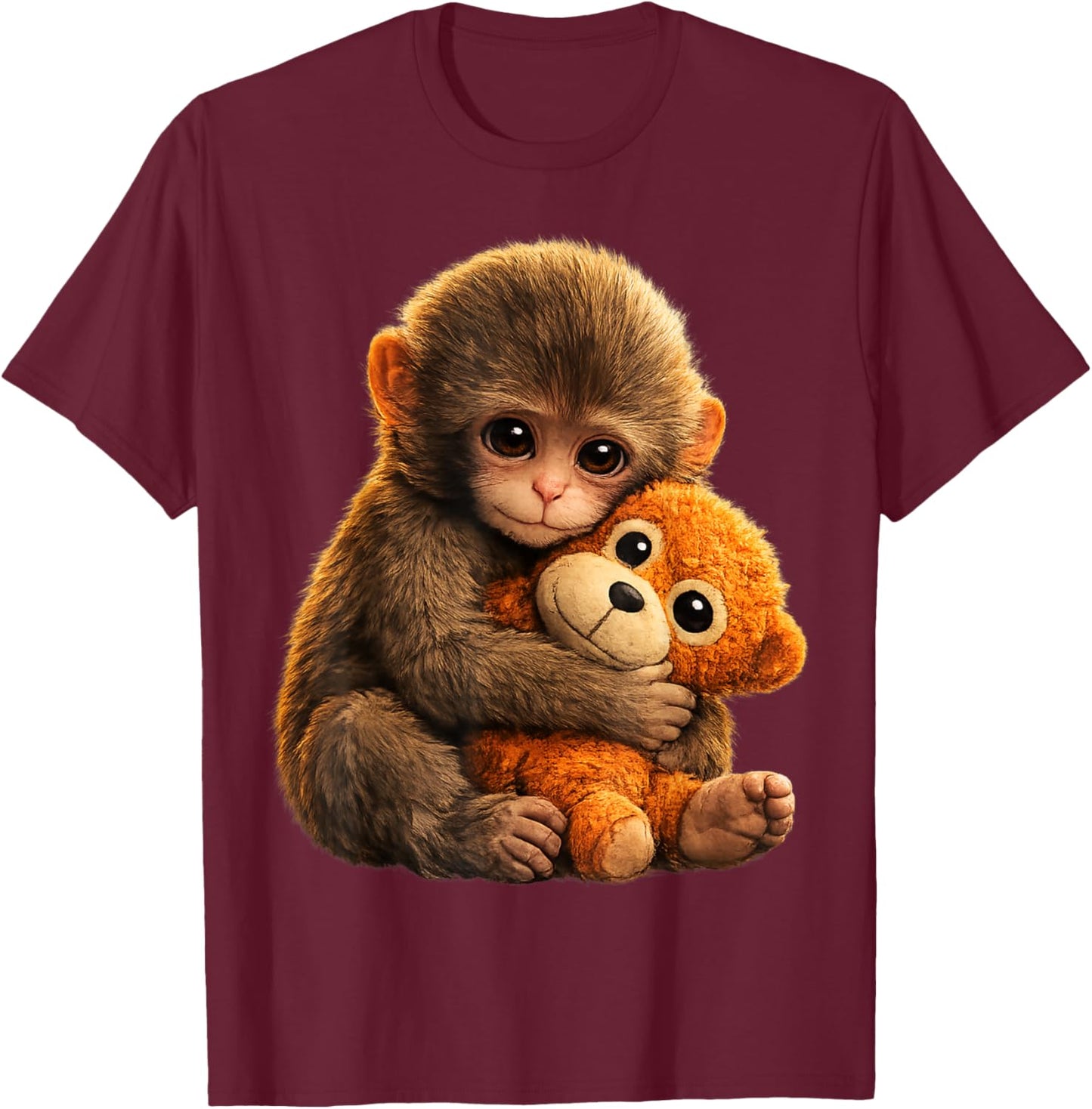 Cute Baby Monkey Punch Viral Zoo Japan Design T-Shirt - T-Shirt | Maroon