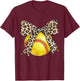 Softball Leopard Coquette Bow for Softball Mom Women Girls T-Shirt - T-Shirt | Maroon