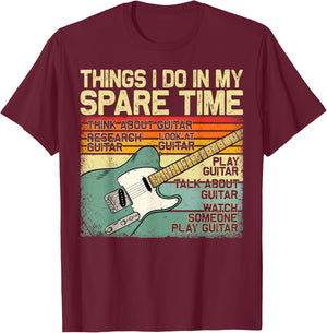 Things I Do in My Spare Time Funny Guitar Bass Guitarist T-Shirt - T-Shirt | Maroon
