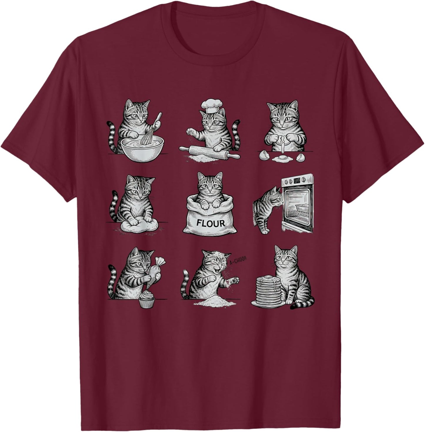 Cat Biscuits Bakery Cat Bakery Knead Em Cat Biscuits T-Shirt - T-Shirt | Maroon