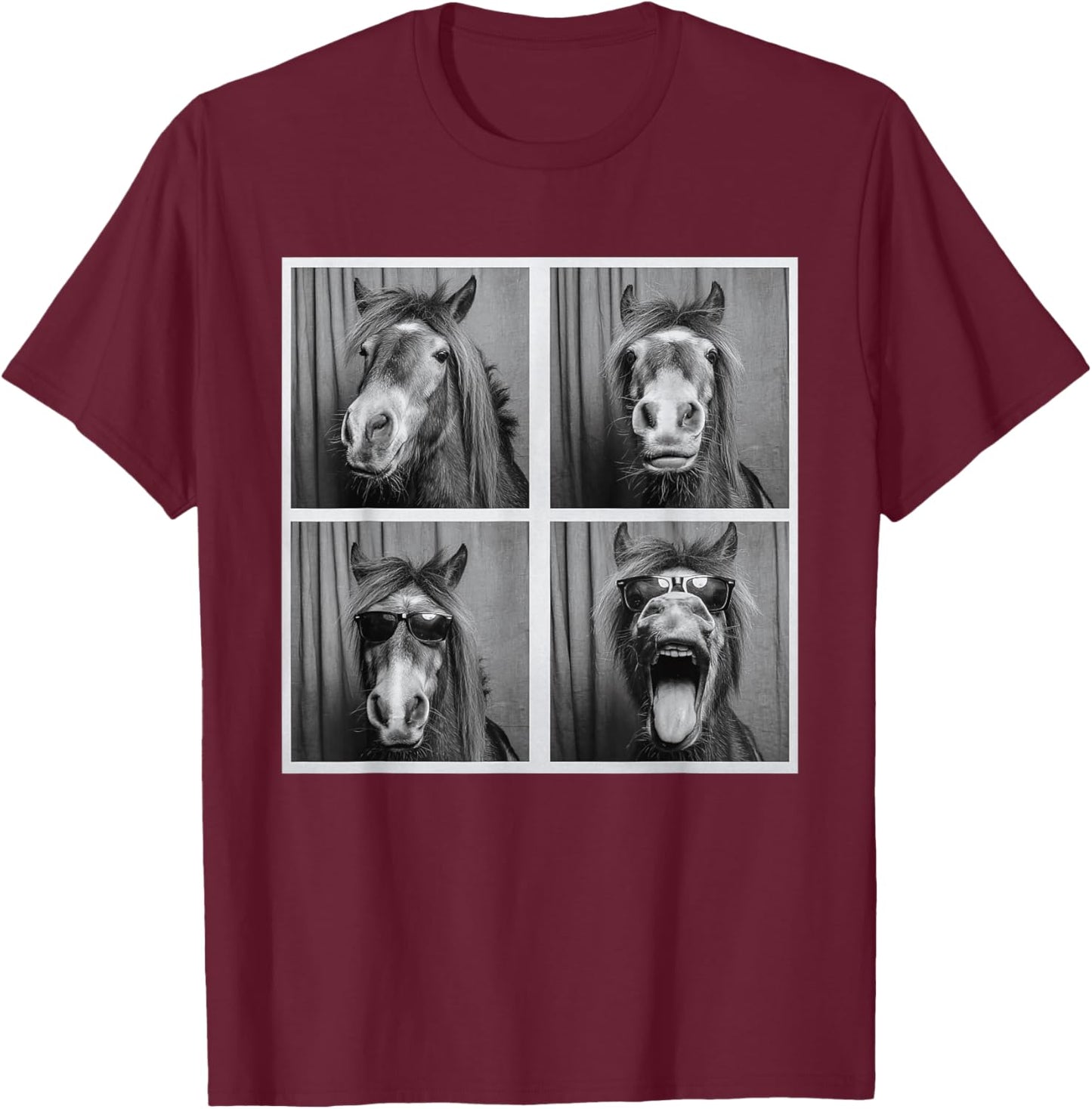 Funny Horse Sunglasses T-Shirt - T-Shirt | Maroon