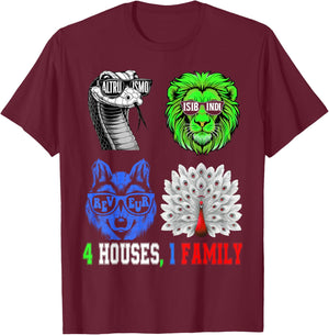 AMISTAD, ISIBINDI, ALTRUISMO, REVEUR Four Houses 1 Family T-Shirt - T-Shirt | Maroon