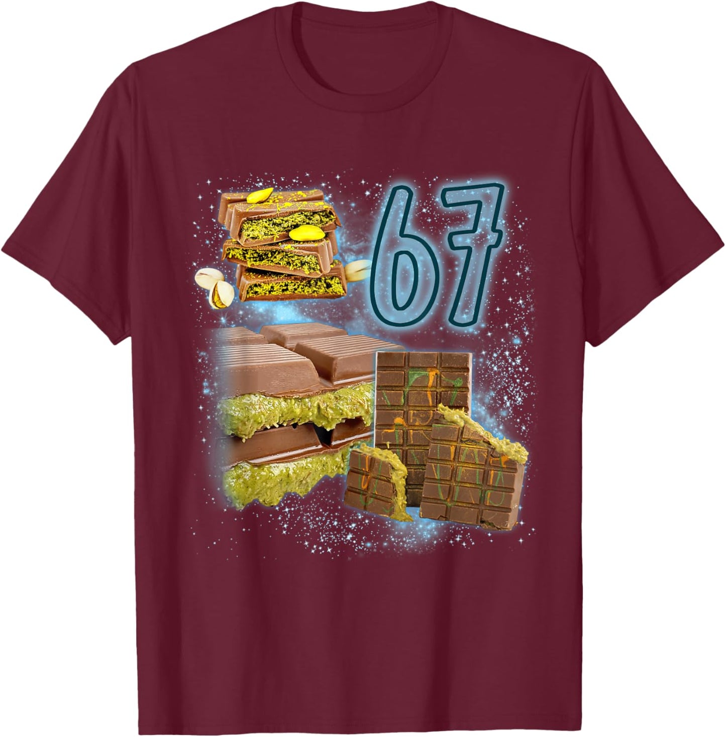 Dubai Chocolate Lover Lover 67 Meme Humor Sarcasm Foodie T-Shirt - T-Shirt | Maroon