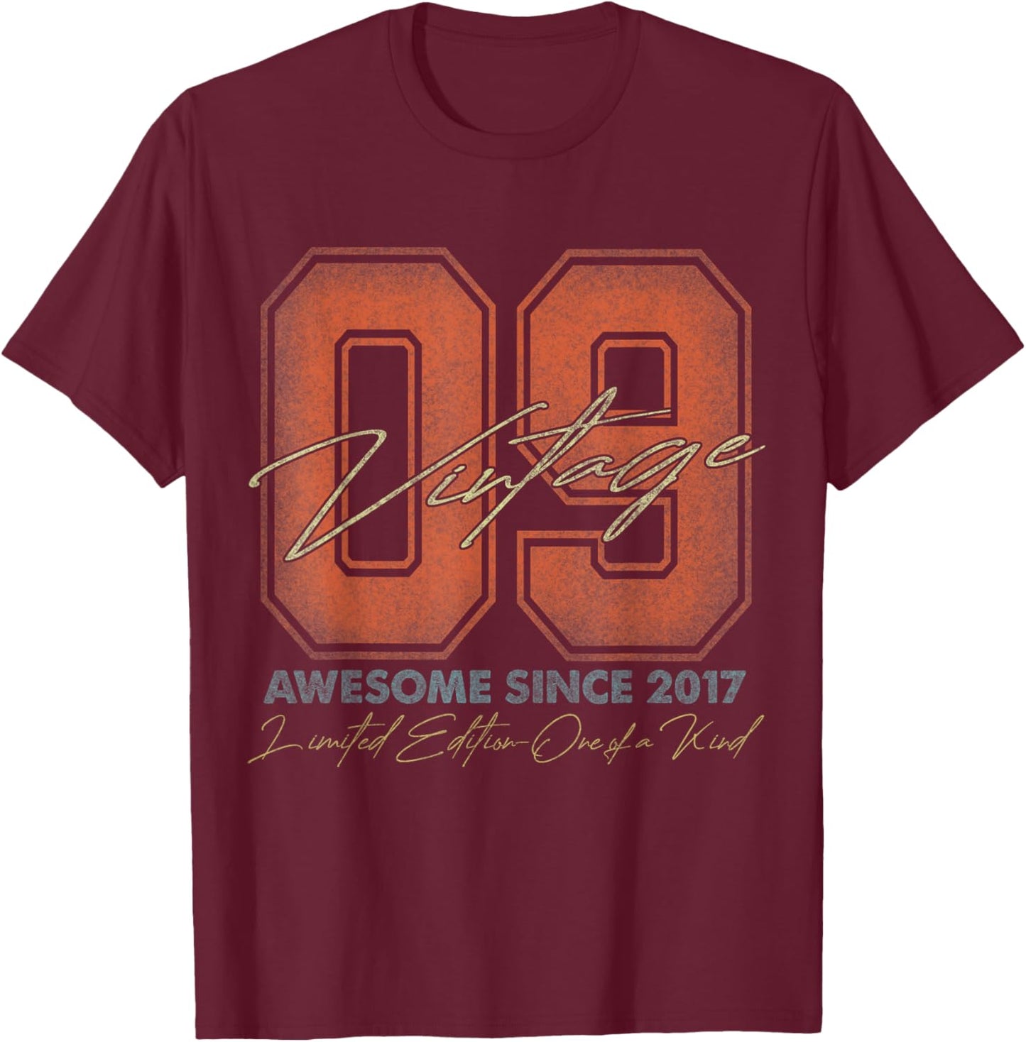 9 Year Old Gifts Vintage 2017 Limited Edition 9th Birthday T-Shirt - T-Shirt | Maroon