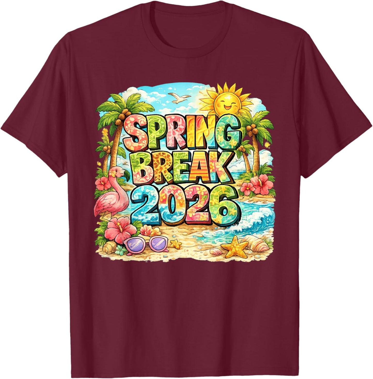 Spring Break 2026 Matching Family Group Vacation Trip T-Shirt - T-Shirt | Maroon