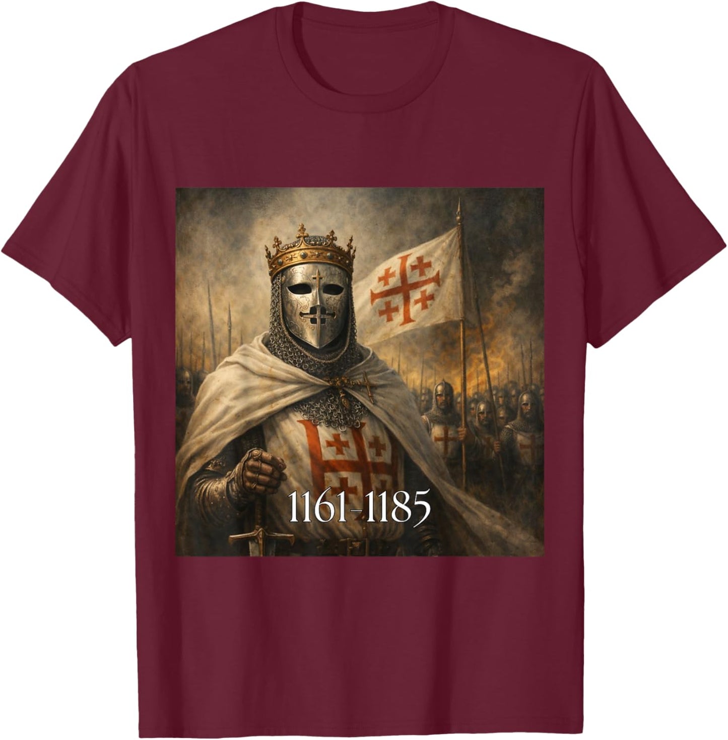 Sliver Mask King Baldwin IV Meme The Leper King Warrior T-Shirt - T-Shirt | Maroon