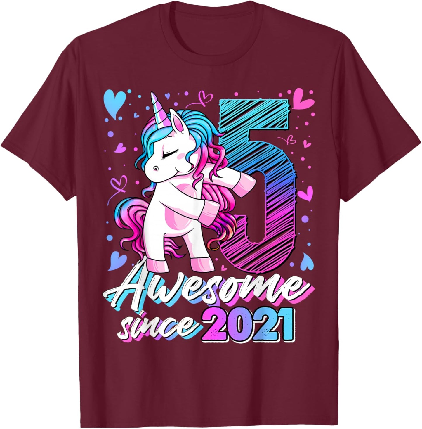 5th Birthday Shirt Girl 5 Year Old Gifts 5 Birthday Girl T-Shirt - T-Shirt | Maroon