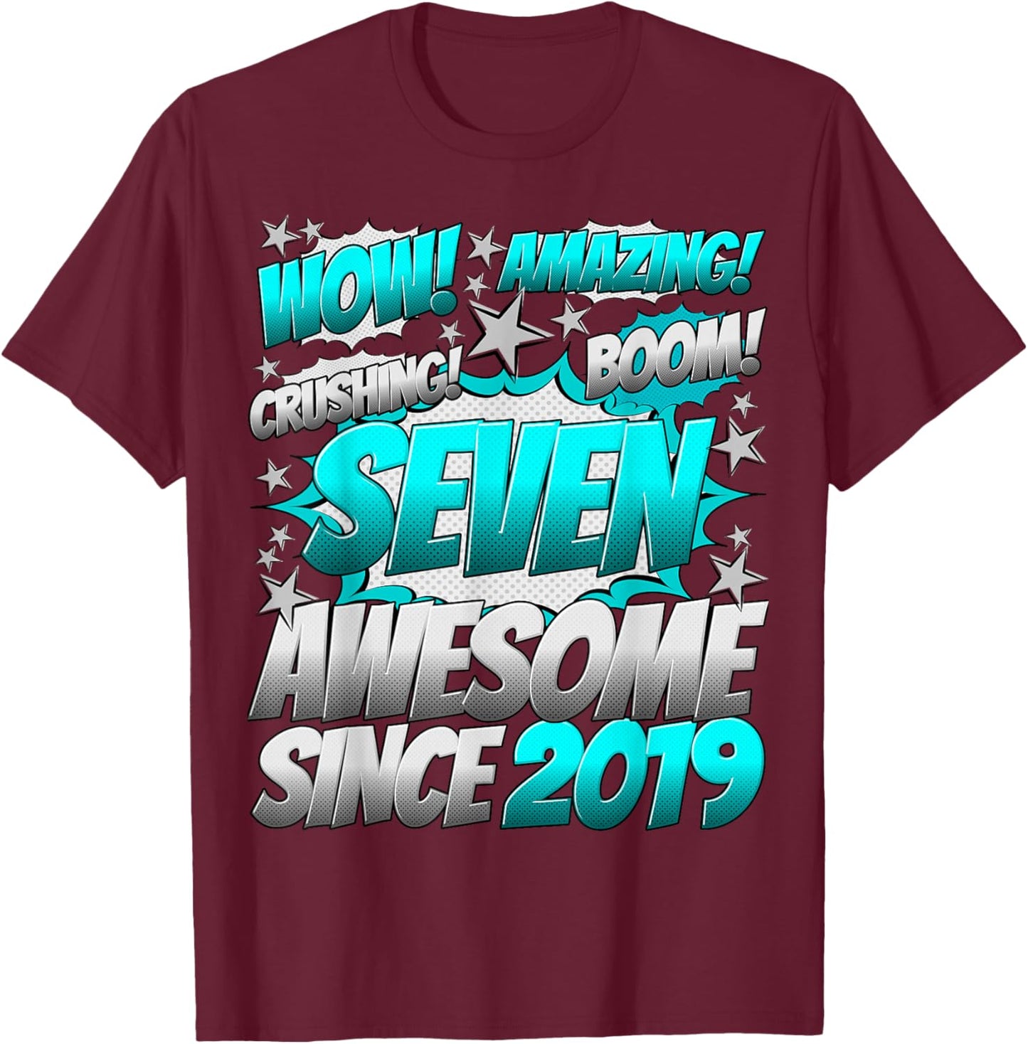 7 Year Old Gifts for Boys 7th Birthday Boy 7 Year Old Boy T-Shirt - T-Shirt | Maroon