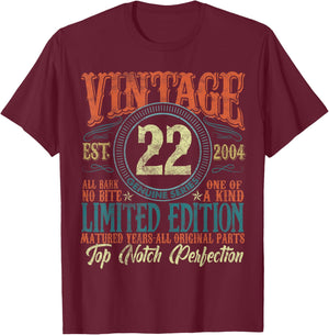 22 Year Old Gifts Vintage 2004 Limited Edition 22nd Birthday T-Shirt - T-Shirt | Maroon