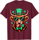 Highland Cow Shamrock St Patricks Day Irish Women Girls Kids T-Shirt - T-Shirt | Maroon