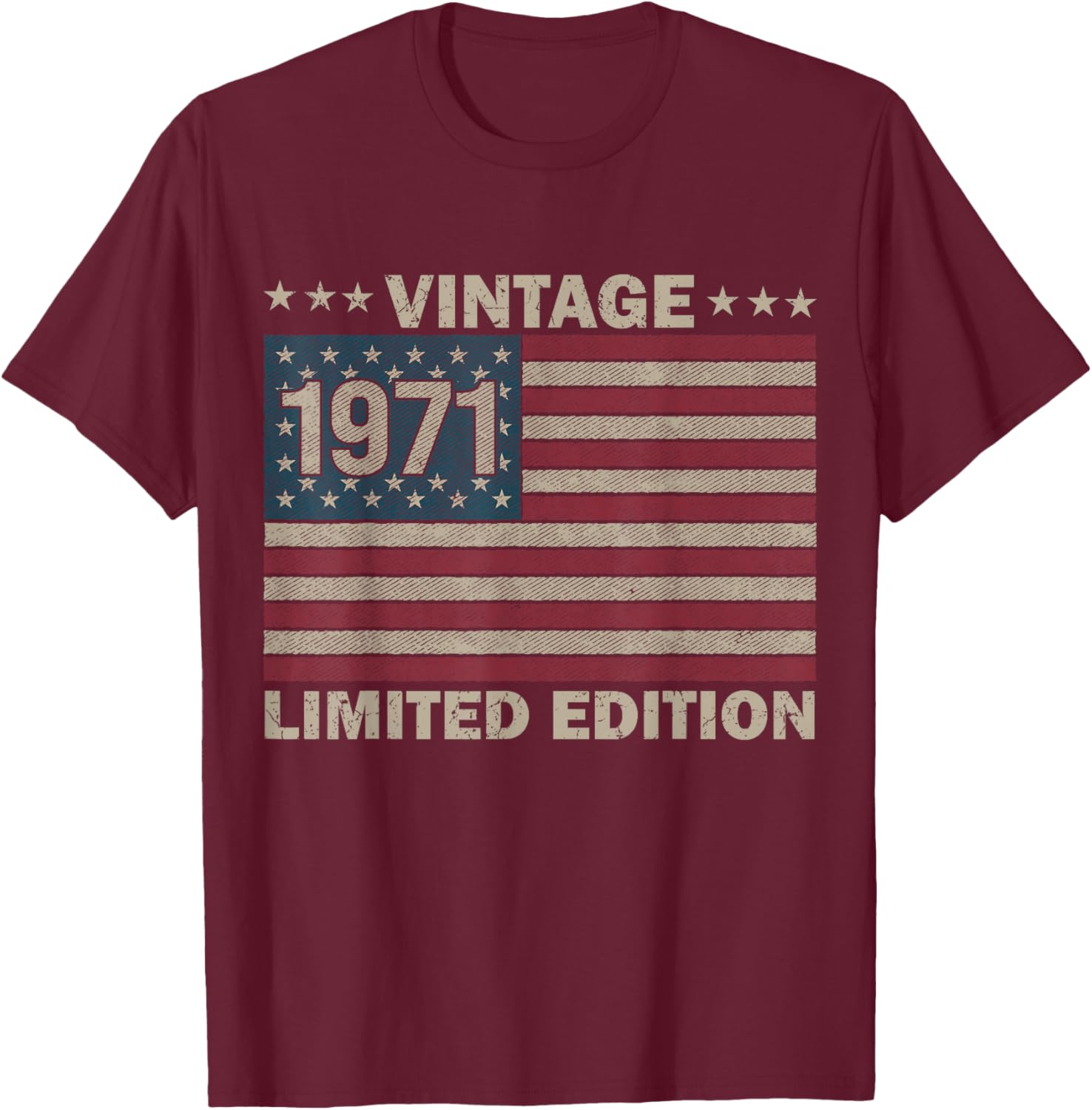 US Flag 55 Birthday American USA Men 55yr 1971 55th Birthday T-Shirt - T-Shirt | Maroon