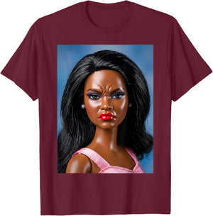 Angry Disgusted Black Doll Face Meme Reaction Meme Funny T-Shirt - T-Shirt | Maroon