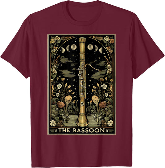 The Bassoon Instrument Bassoonist Bassoon Player Tarot Card T-Shirt - T-Shirt | Maroon