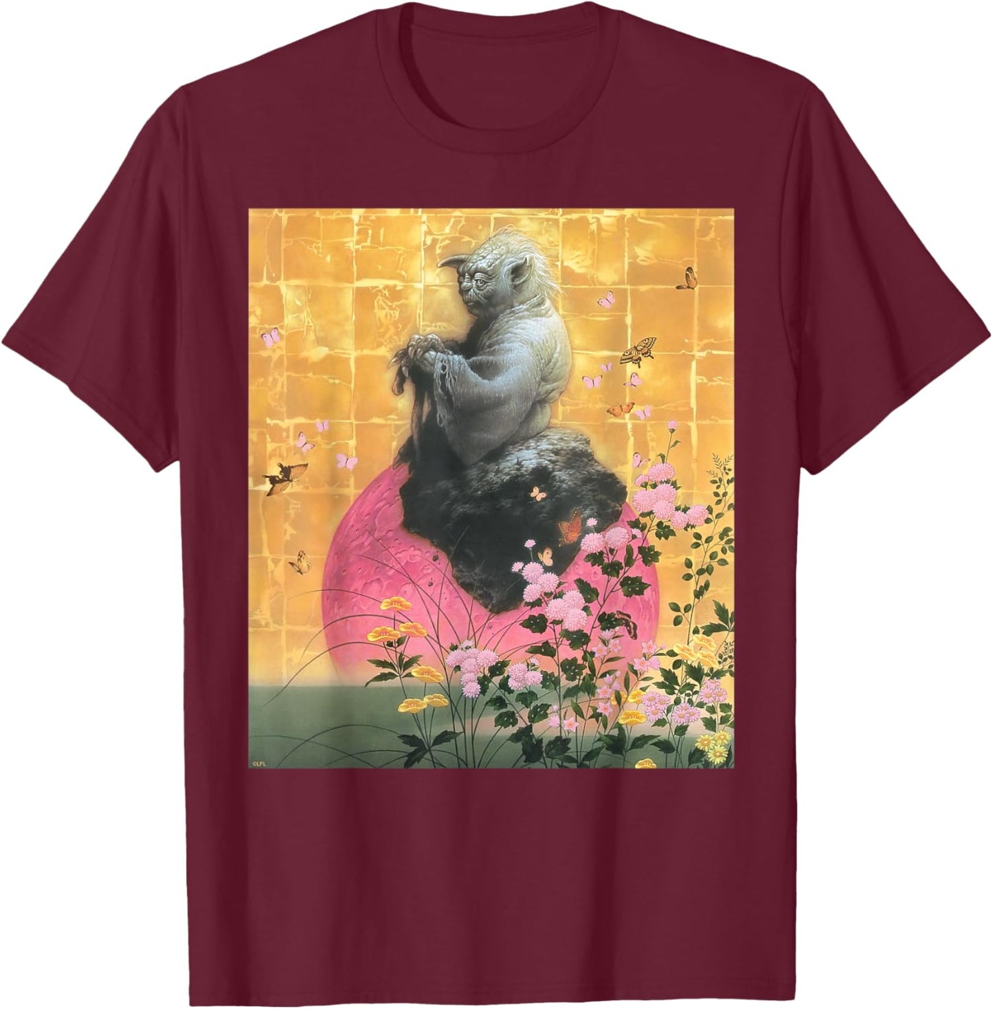 Star Wars Yoda Jedi Master Spring Cherry Blossoms Sakura Art T-Shirt - T-Shirt | Maroon