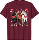 Cute Horse Valentine Love Heart Horse Lover Equestrian T-Shirt - T-Shirt | Maroon