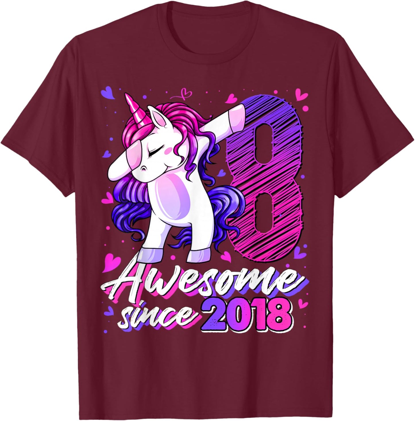8th Birthday Shirt Girl 8 Year Old Gifts 8 Birthday Girl T-Shirt - T-Shirt | Maroon