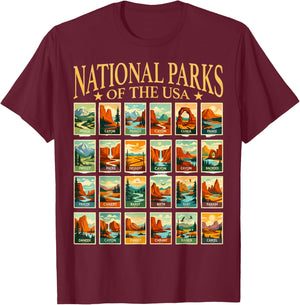 USA National Park American National Park Checklist T-Shirt - T-Shirt | Maroon