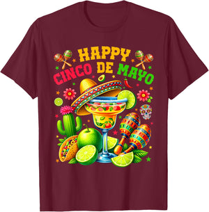 Happy Cinco de Mayo Margarita Mexican Let's Fiesta Men Women T-Shirt - T-Shirt | Maroon