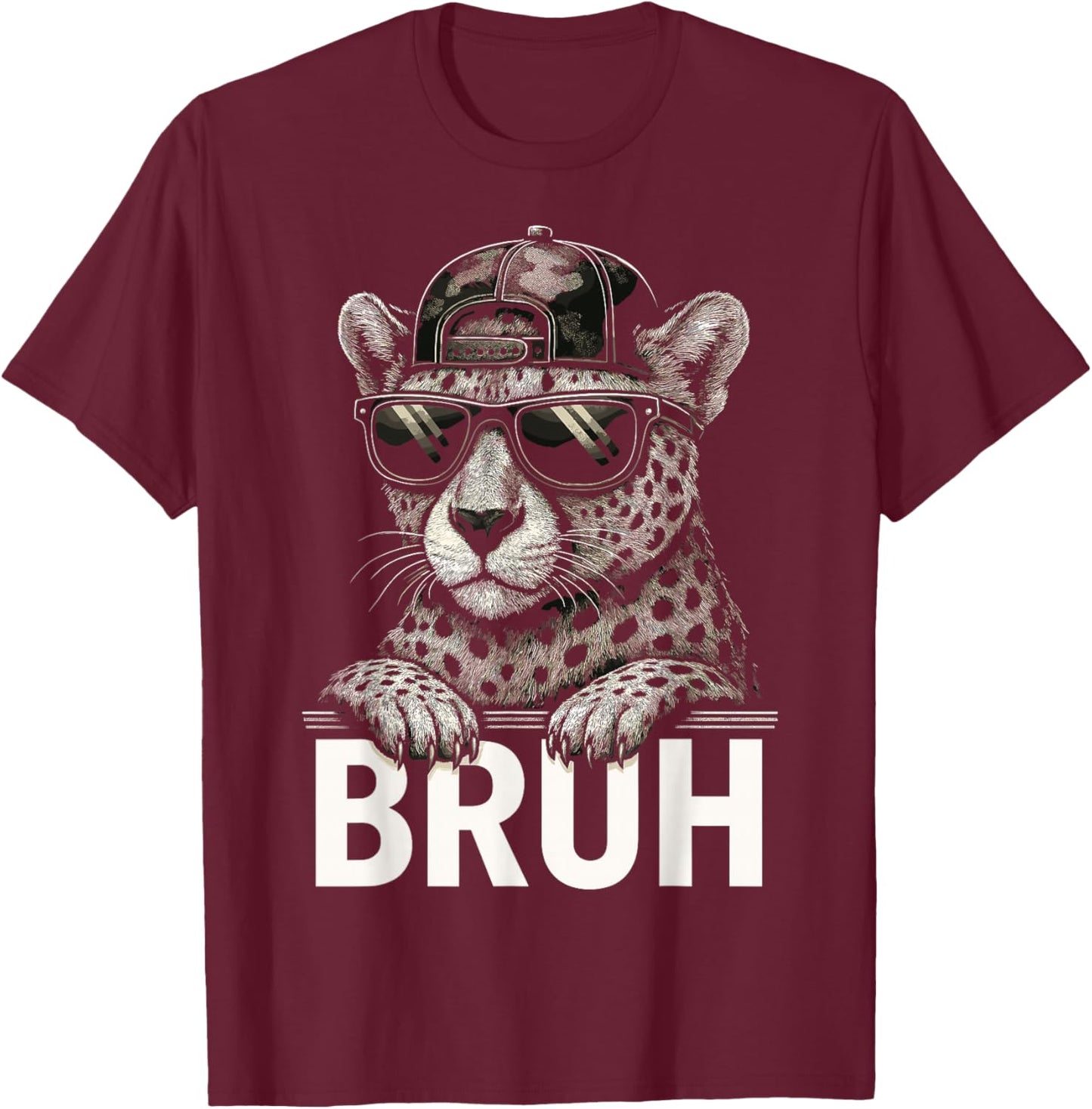 Cheetah Bruh T-Shirt - T-Shirt | Maroon