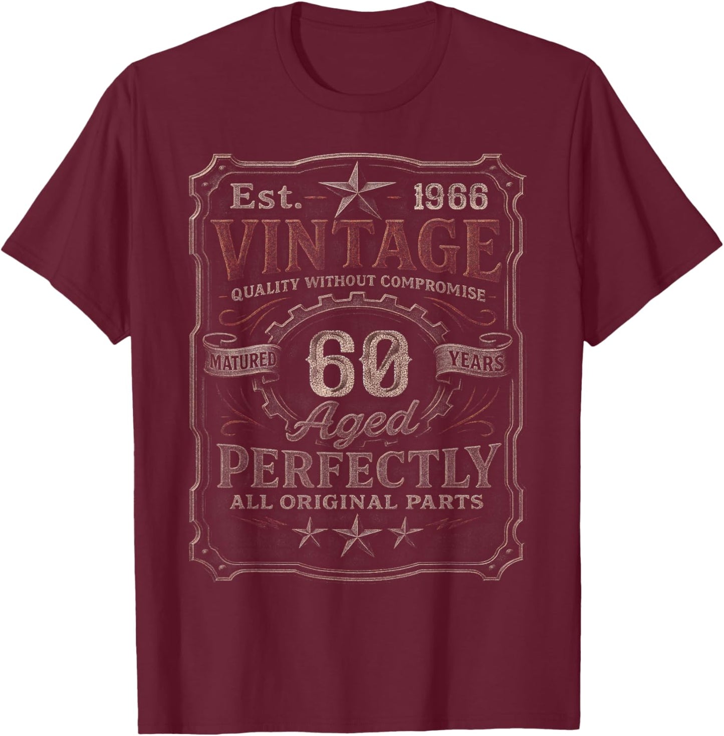 Vintage 1966 Limited Edition Shirt 60 Year Old 60th Birthday T-Shirt - T-Shirt | Maroon