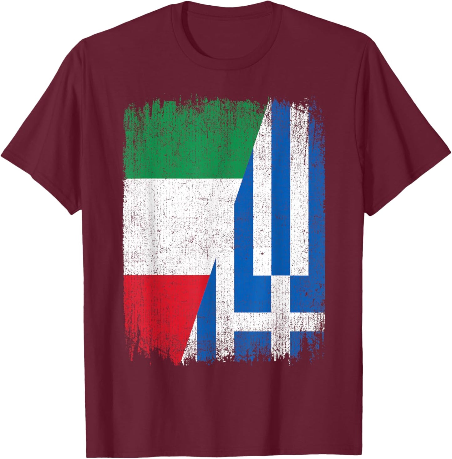 Half Italy Greece Flag Italian Greek Pride Roots T-Shirt - T-Shirt | Maroon