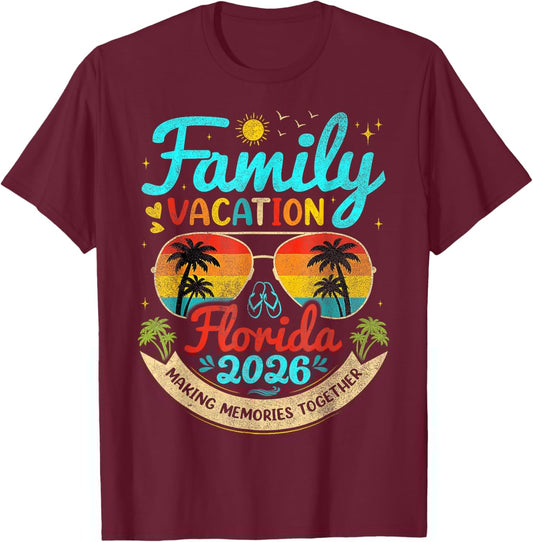 Vintage Family Vacation Florida 2026 Florida Group T-Shirt - T-Shirt | Maroon