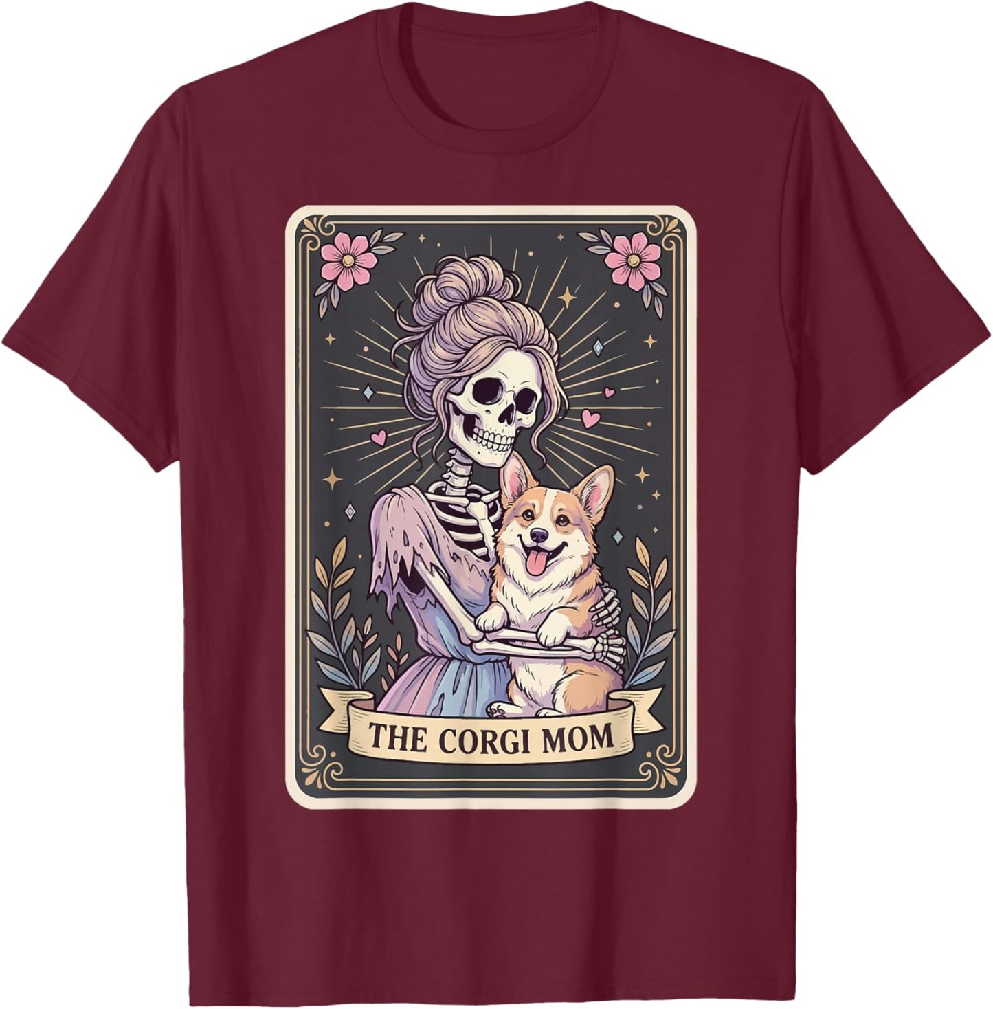 The Corgi Mom Tarot Card T-Shirt - T-Shirt | Maroon