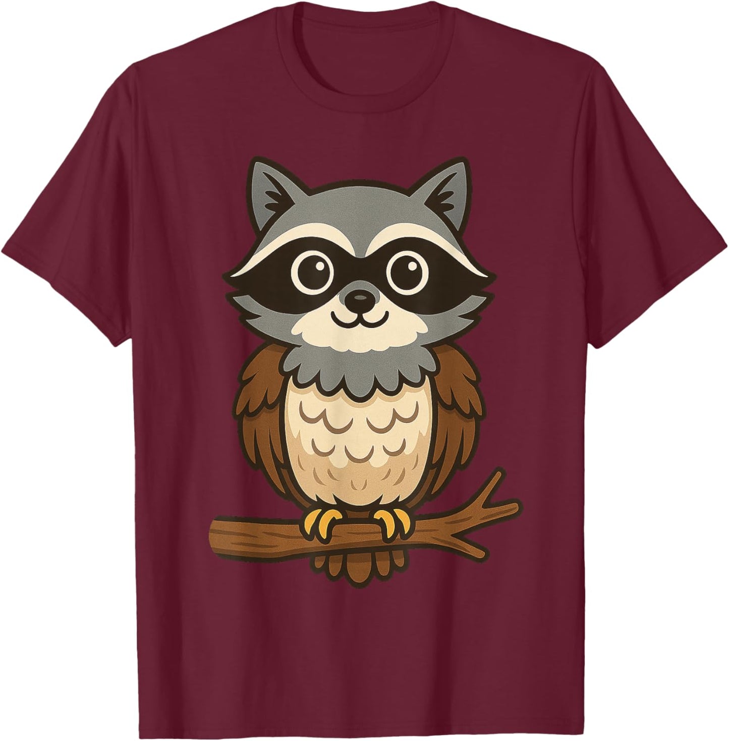 Funny Raccoon Owl Hybrid Mashup Animal Lover Men Women Kid T-Shirt - T-Shirt | Maroon