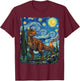 Carnotaurus Starry Night T-Shirt - T-Shirt | Maroon