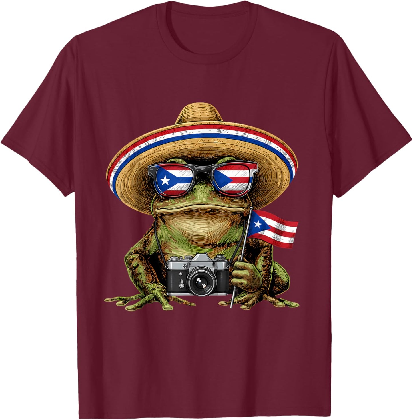 Coqui Frog Puerto Rico Flag Puerto Rican Taino Boricua T-Shirt - T-Shirt | Maroon