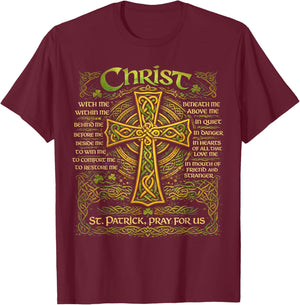 Christ St. Patrick Pray for Us Christian Catholic Religious T-Shirt - T-Shirt | Maroon