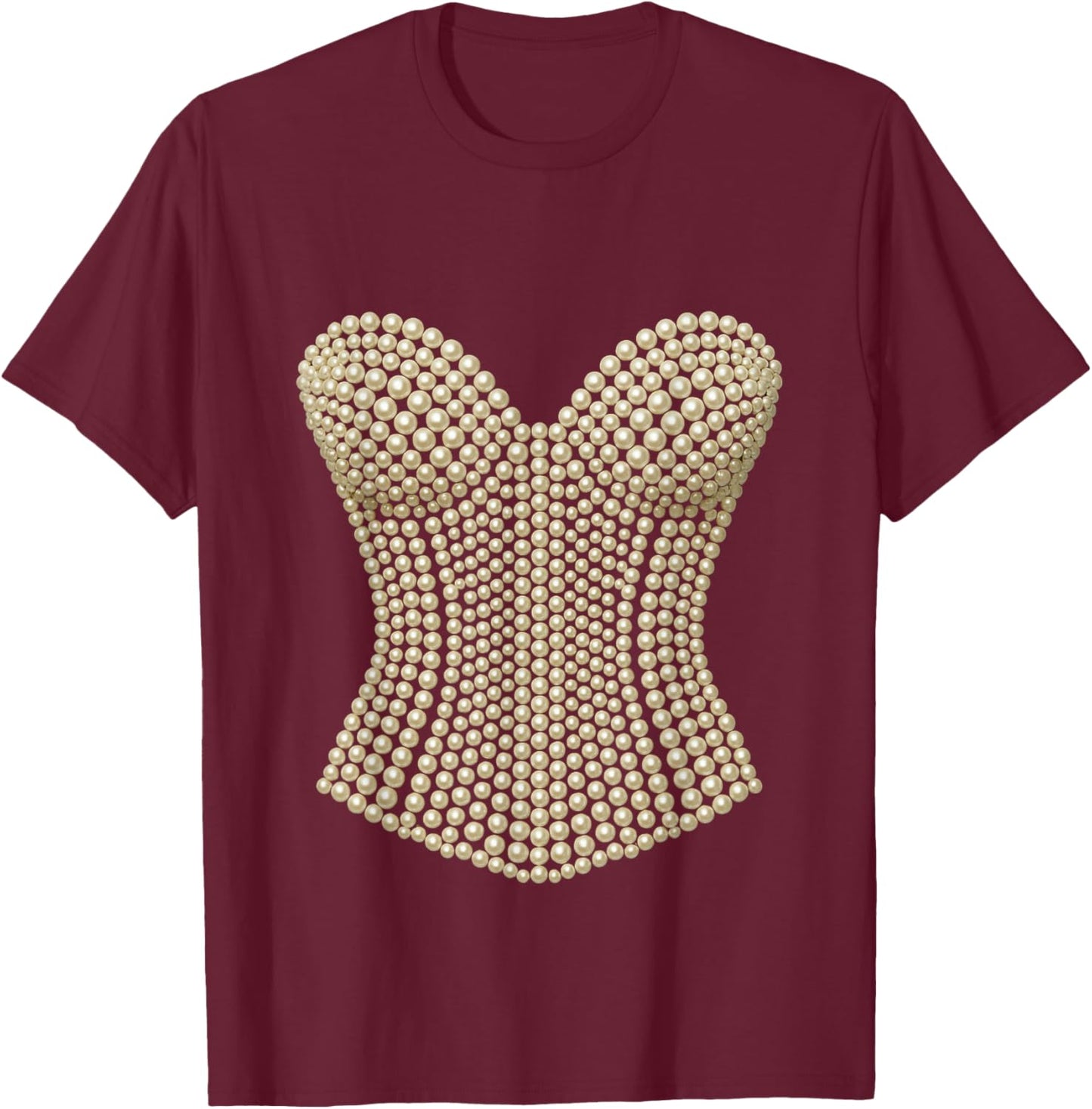 Halloween Pearl Corset Design Costume Show Girls T-Shirt - T-Shirt | Maroon