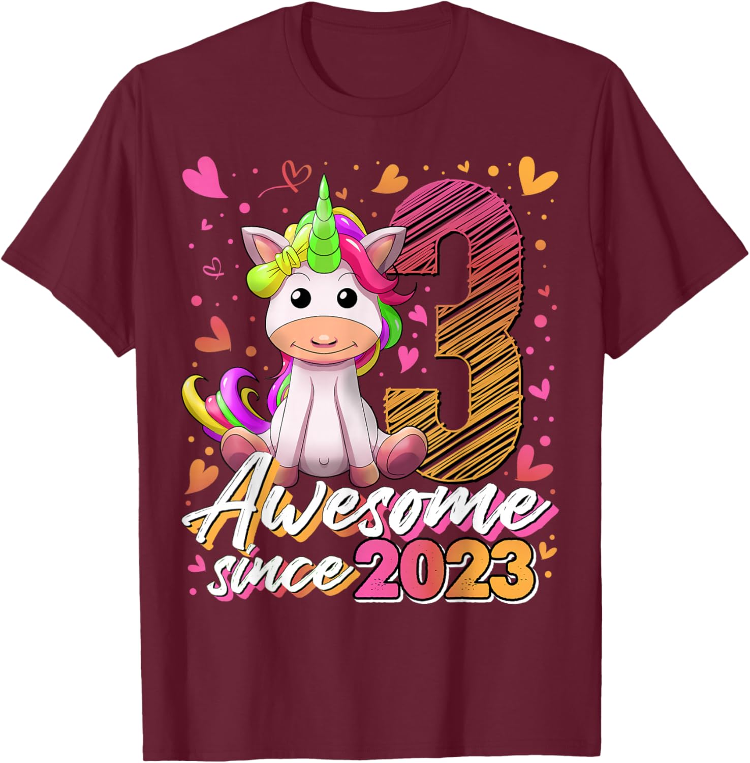 3rd Birthday Shirt Girl 3 Year Old Gifts 3 Birthday Girl T-Shirt - T-Shirt | Maroon