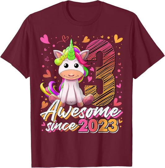 3rd Birthday Shirt Girl 3 Year Old Gifts 3 Birthday Girl T-Shirt - T-Shirt | Maroon
