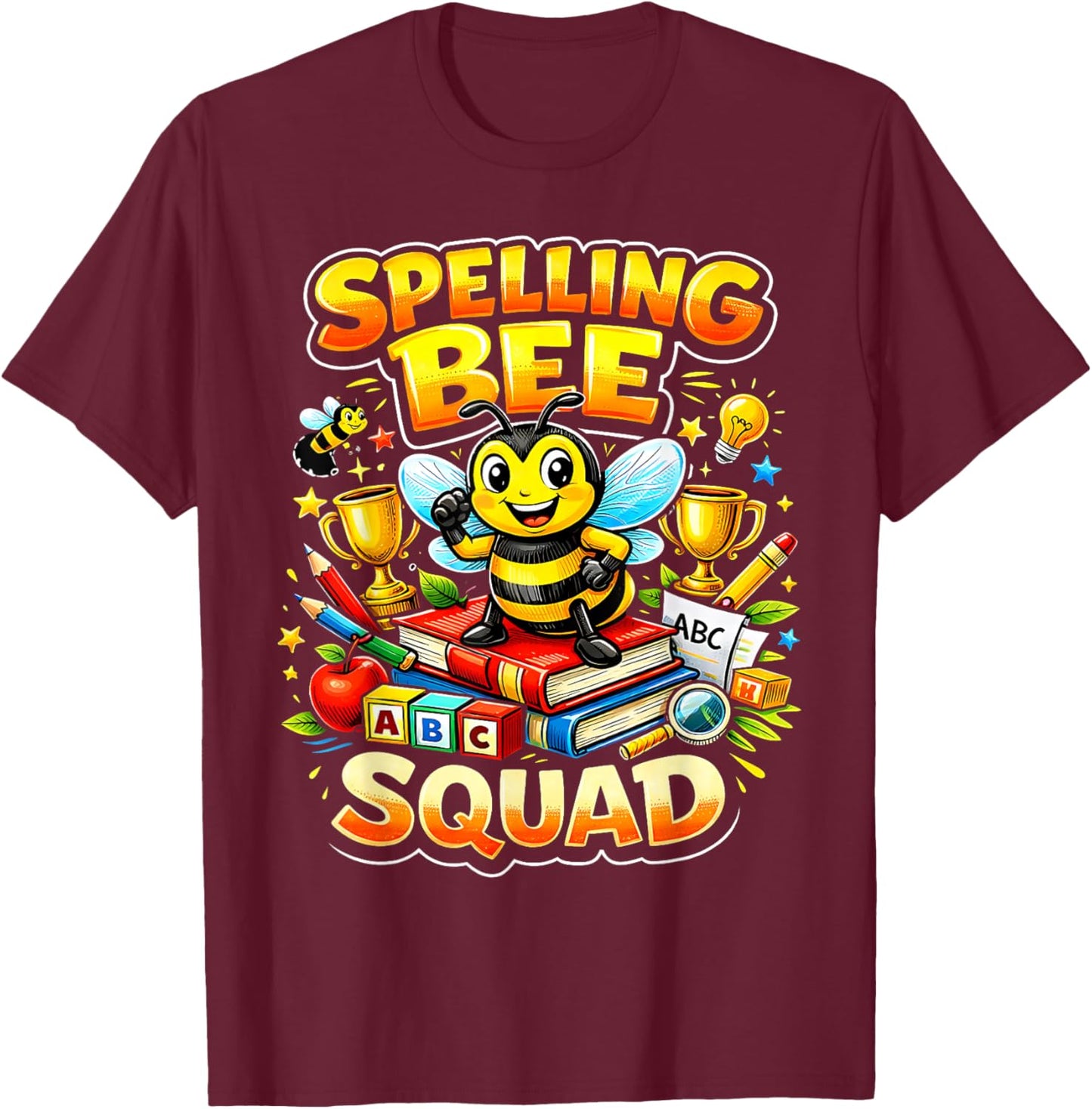 Spelling Bee Squad Cute Student Teacher Team T-Shirt - T-Shirt | Maroon