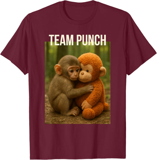 Cute Baby Monkey Punch Trendy Team Punch Zoo Design T-Shirt - T-Shirt | Maroon