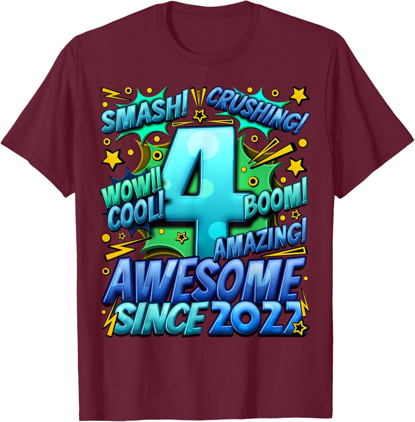 4 Year Old Gifts for Boys 4th Birthday Boy 4 Year Old Boy T-Shirt - T-Shirt | Maroon