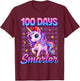 100 Days Smarter Unicorn Magical 100 Days of School Girl Kid T-Shirt - T-Shirt | Maroon