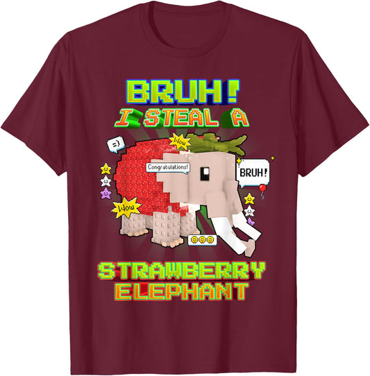 Bruh Funny Cocofanto Strawberry Elephant Brainrot for Kids T-Shirt - T-Shirt | Maroon