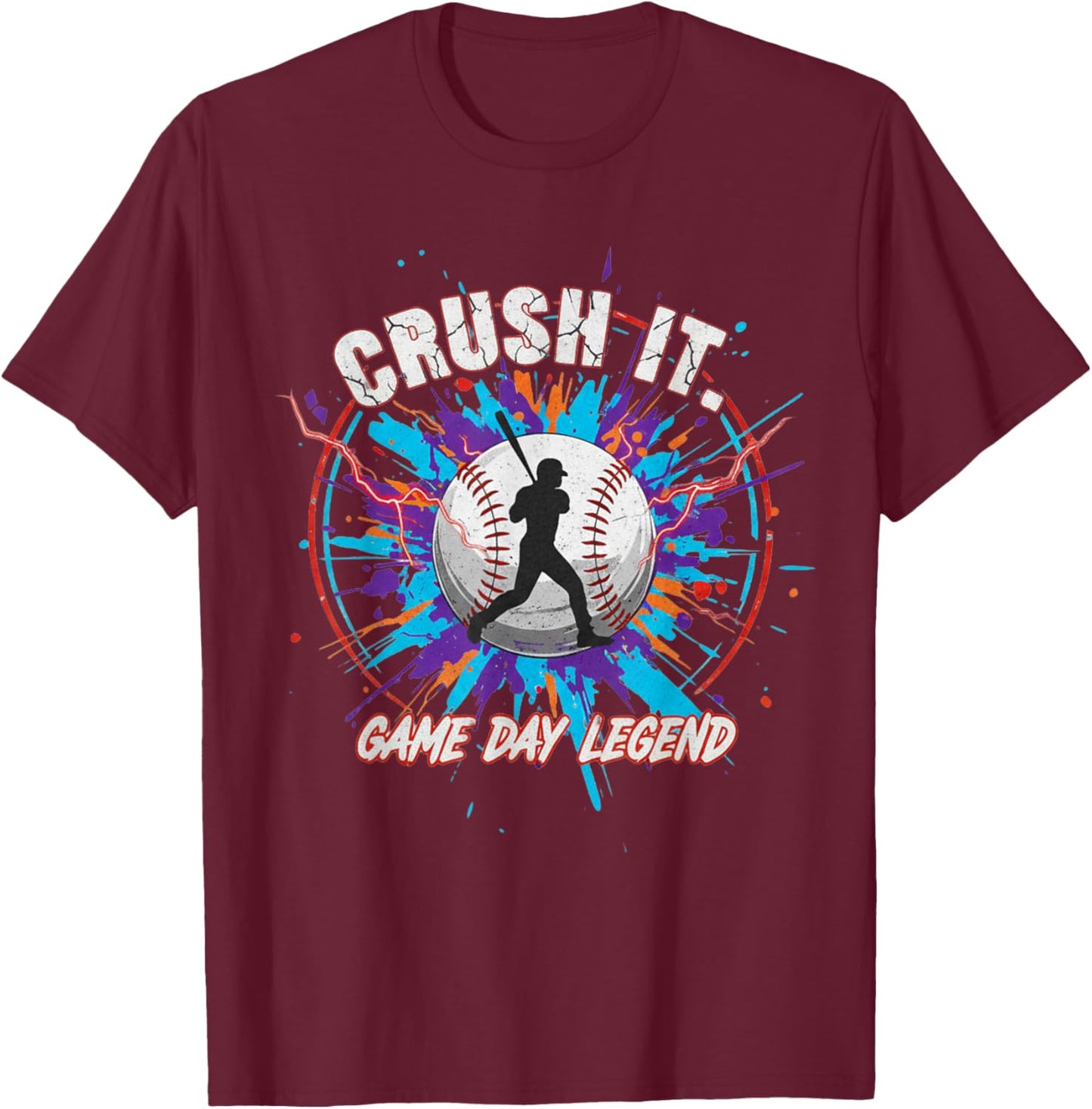 Crush It Baseball Game Day Hero for Kids Men Women Fans T-Shirt - T-Shirt | Maroon