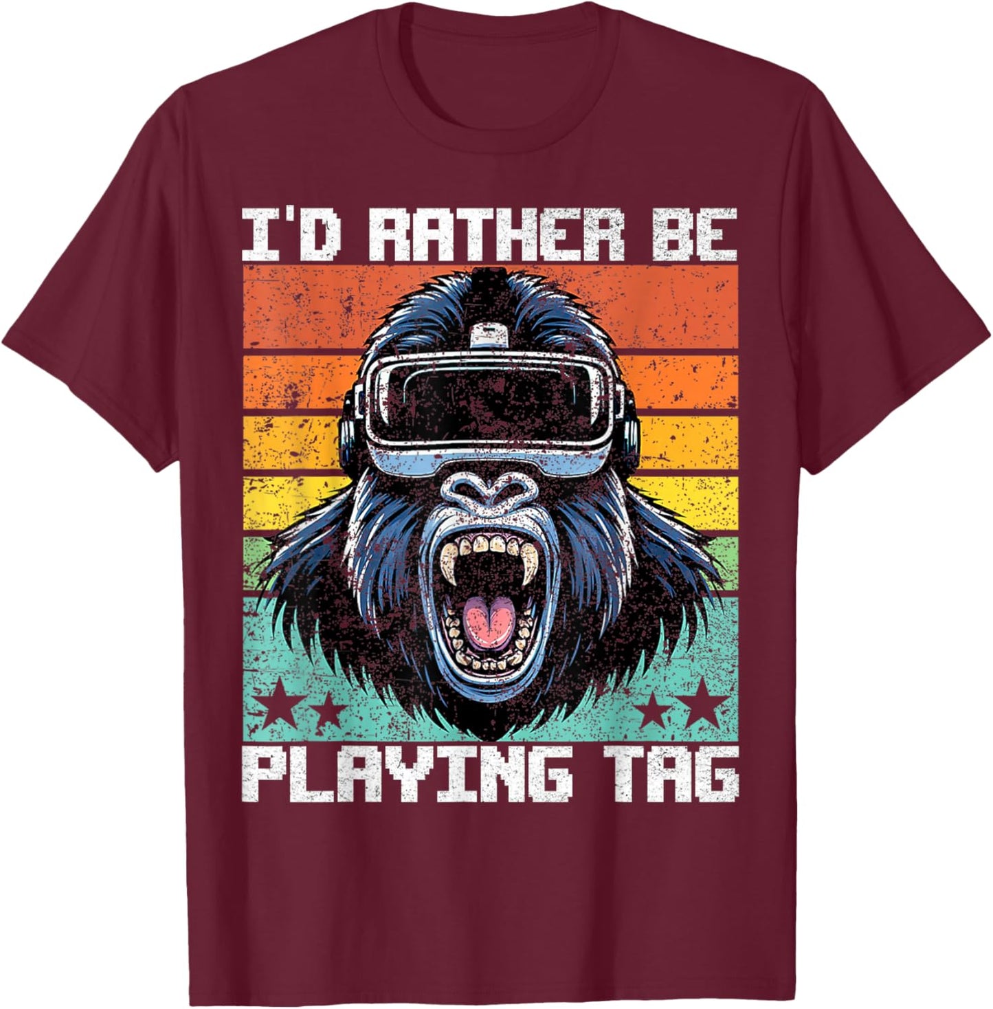 Bruh I'd Rather Be Playing Boys Adult Man Birthday Gorilla T-Shirt - T-Shirt | Maroon