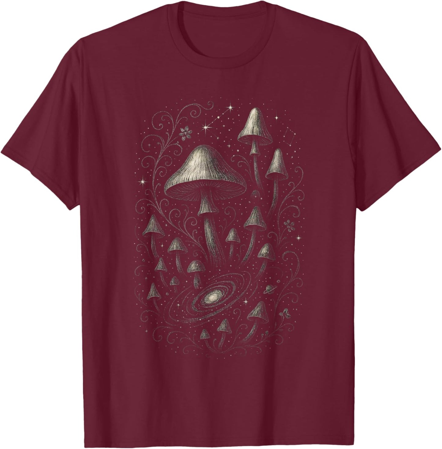 Mushroom Magic - Nature Aesthetic T-Shirt - T-Shirt | Maroon