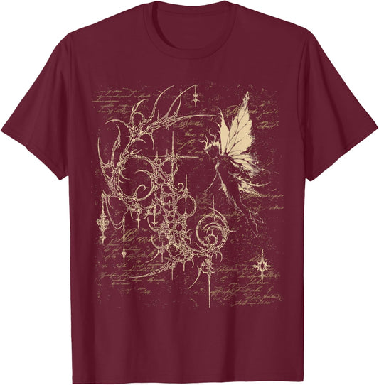 Y2K Grunge Alt Goth Fairy Sigilism Vintage Graphic T-Shirt - T-Shirt | Maroon