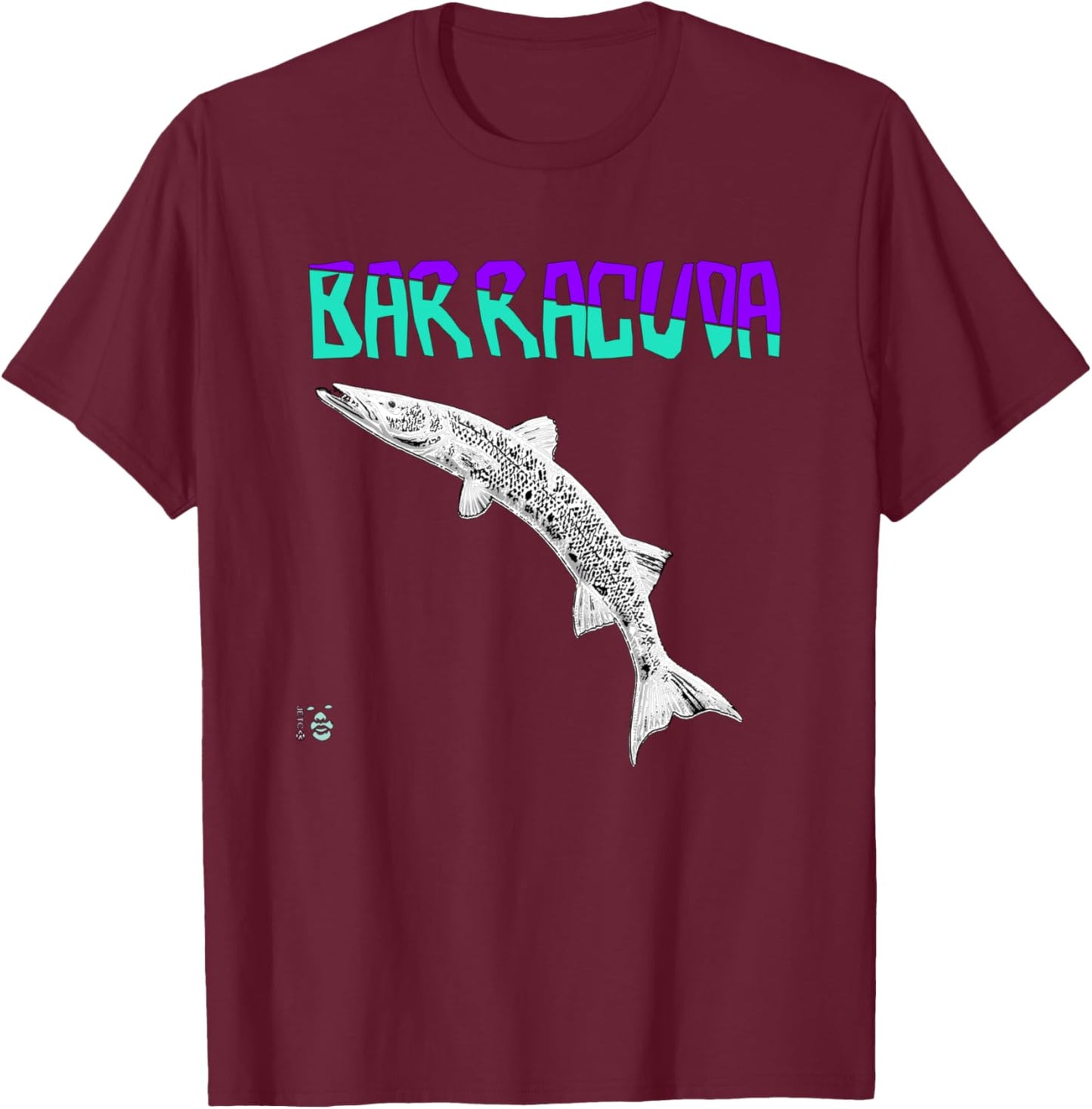Funny Barracuda Fish Half Colors Aqua/Purple T-Shirt - T-Shirt | Maroon