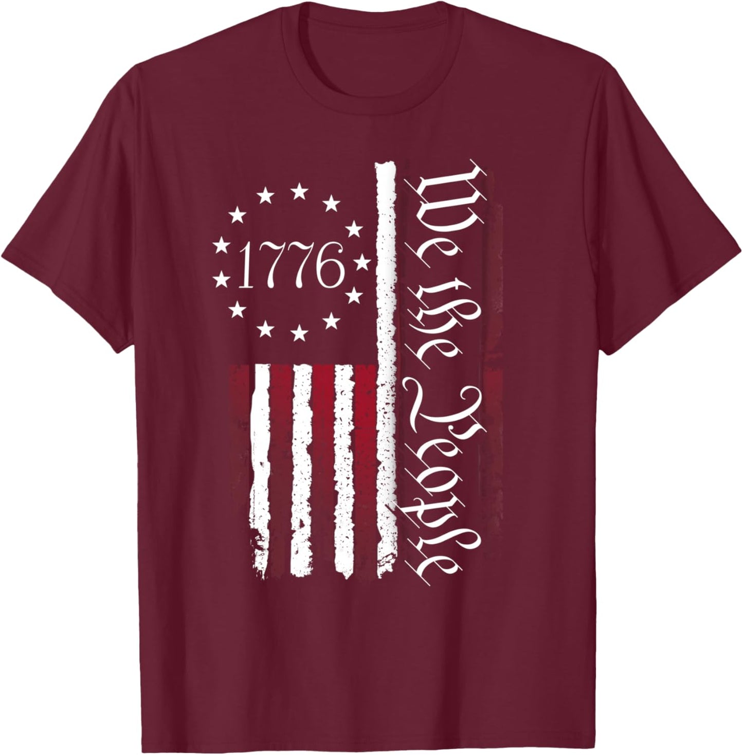 1776 Betsy Ross Flag 13-Star Ring Vintage USA Flag T-Shirt - T-Shirt | Maroon